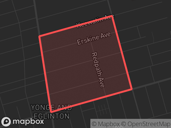 Map of North Toronto in Toronto with its official boundary outlined