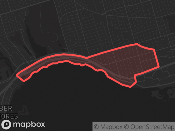 Map of South Parkdale in Toronto with its official boundary outlined