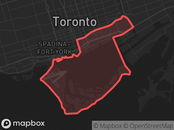 Map of St Lawrence-East Bayfront-The Islands in Toronto with its official boundary outlined