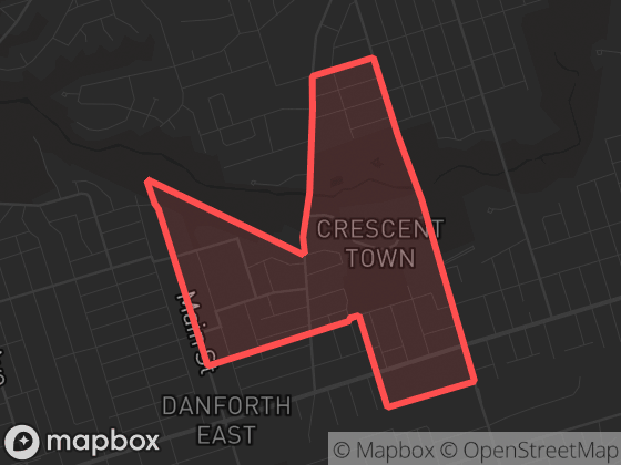 Map of Taylor-Massey in Toronto with its official boundary outlined