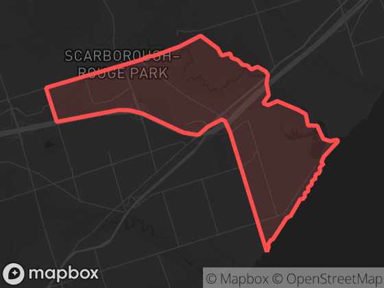 Map of West Rouge in Toronto with its official boundary outlined