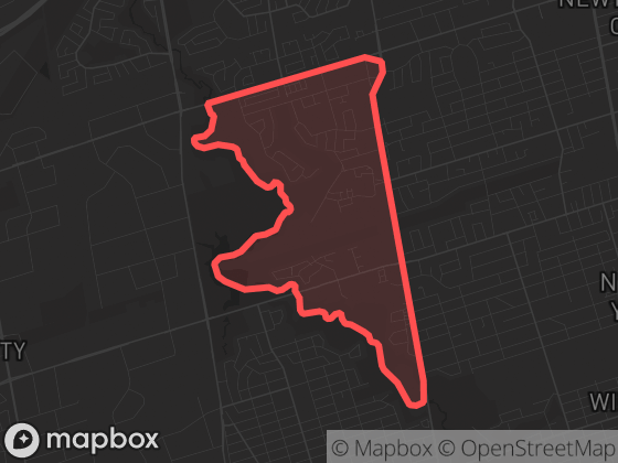 Map of Westminster-Branson in Toronto with its official boundary outlined