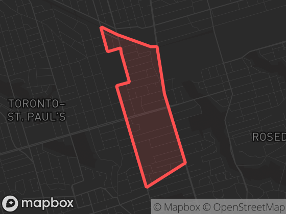 Map of Yonge-St.Clair in Toronto with its official boundary outlined