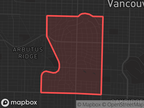 Map of Shaughnessy in Vancouver with its official boundary outlined