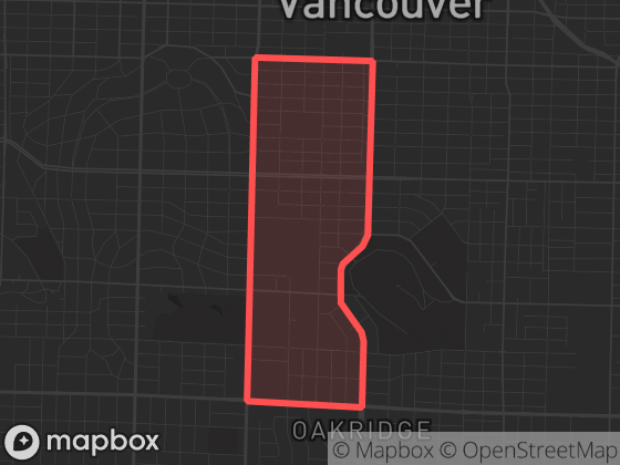 Map of South Cambie in Vancouver with its official boundary outlined