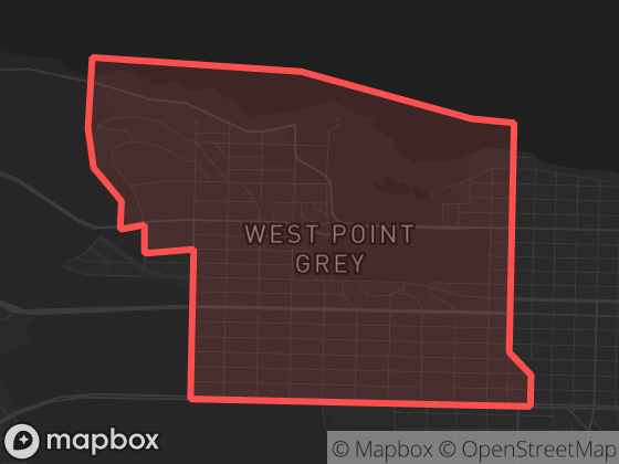 Map of West Point Grey in Vancouver with its official boundary outlined