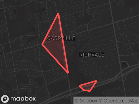 Map of Carrville in Vaughan with its official boundary outlined