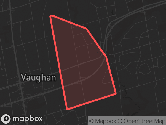 Map of Concord in Vaughan with its official boundary outlined