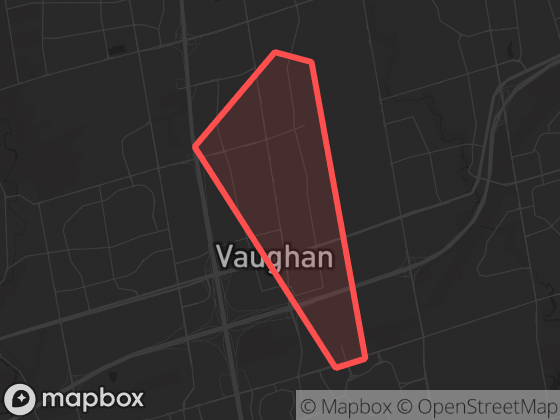 Map of Edgeley in Vaughan with its official boundary outlined