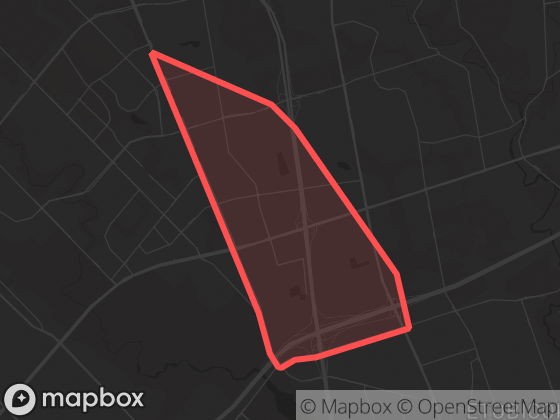 Map of Sunset Corners in Vaughan with its official boundary outlined